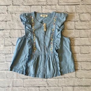 Madewell floral embroidered denim tank NWT